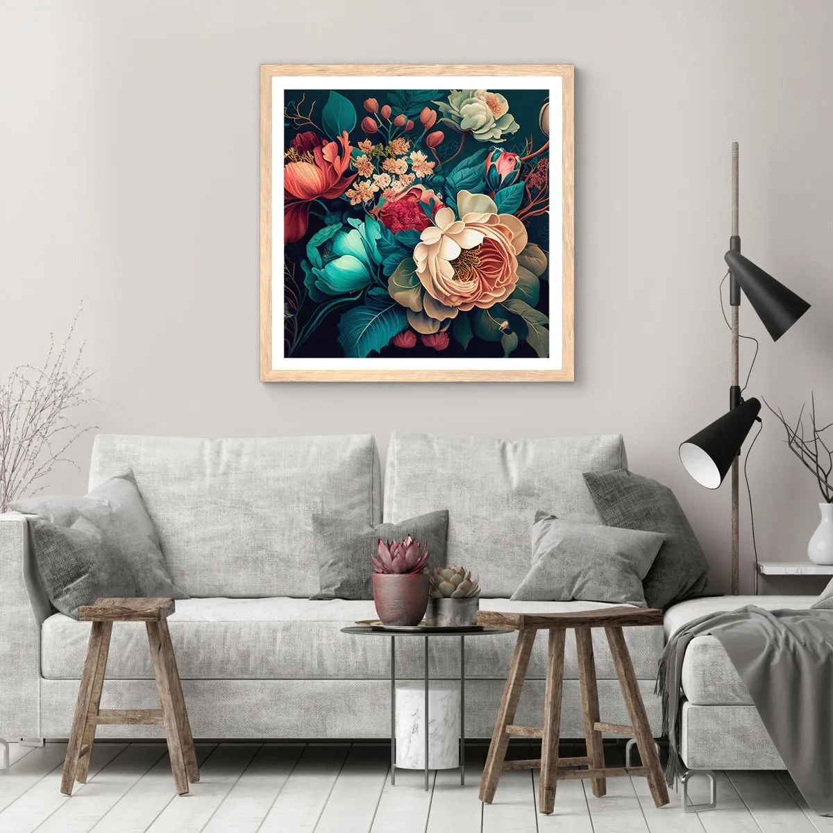 Affiche dans un chêne clair - Poster - le charme du 19ème siècle - 30x30 cm