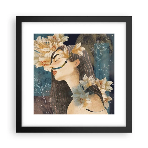 Affiche dans un cadre noir - Poster - Conte de fée sur la princesse lilas - 30x30 cm