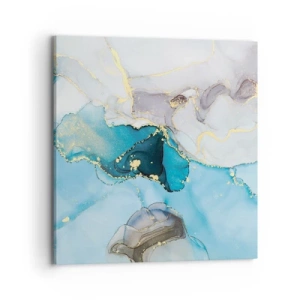 Impression sur toile - Image sur toile - Etude de la rencontre gris et turquoise - 70x70 cm
