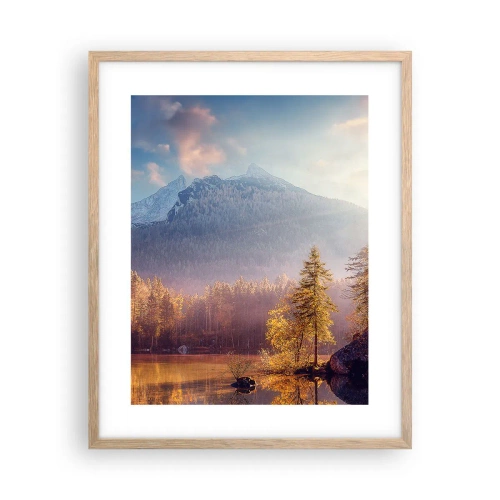 Affiche dans un chêne clair - Poster - Dans les montagnes et les vallées - 40x50 cm