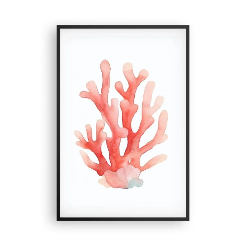 Affiche dans un cadre noir - Poster - Corail couleur corail - 61x91 cm