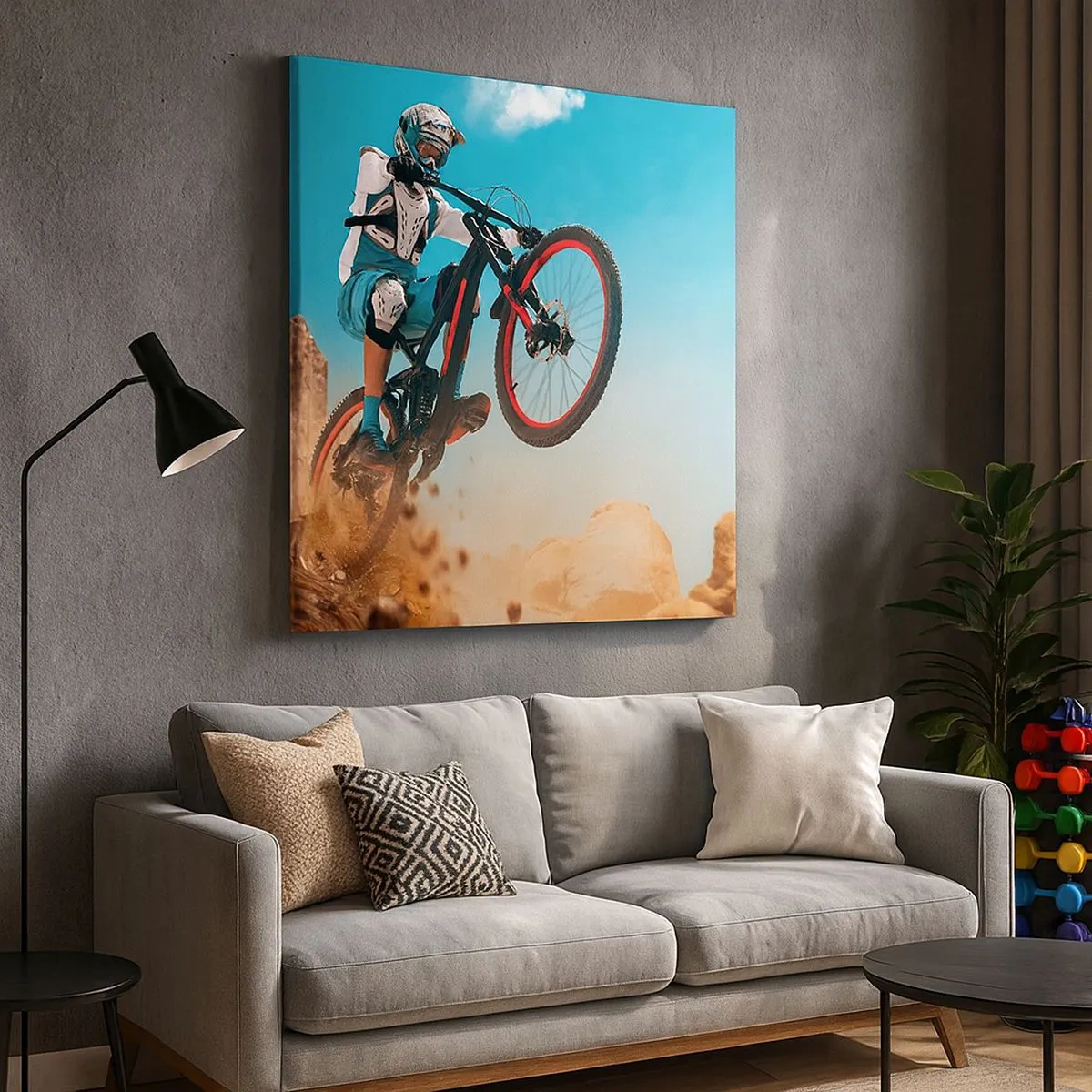 Impression sur toile - Image sur toile - Démon de la folie du vélo - 30x30 cm