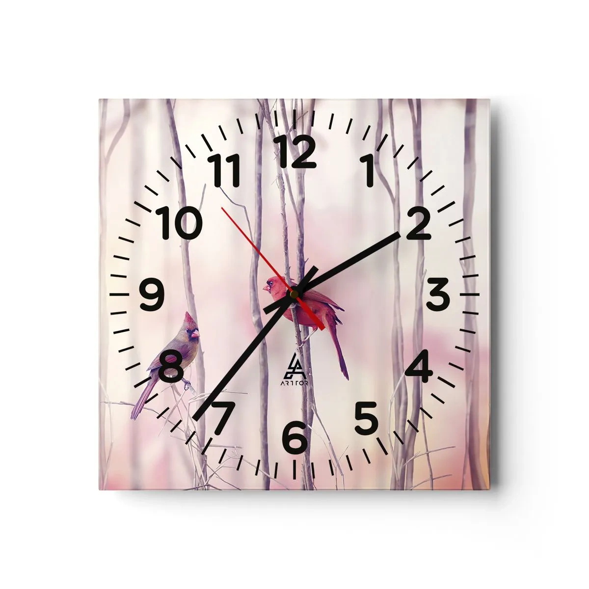 Horloge murale - Pendule murale - Conte de la forêt rose - 40x40 cm