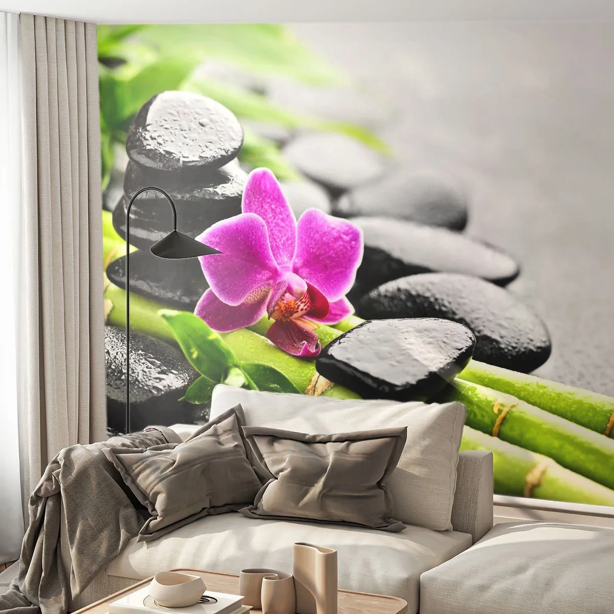 Papier Peint Autocollant Deluxe Sticker - Dans un équilibre de calme - Fleurs, Orchidée, Orchidée - 250x175 cm