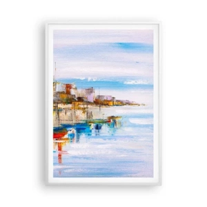Affiche dans un cadre blanc - Poster - Un havre urbain multicolore - 70x100 cm