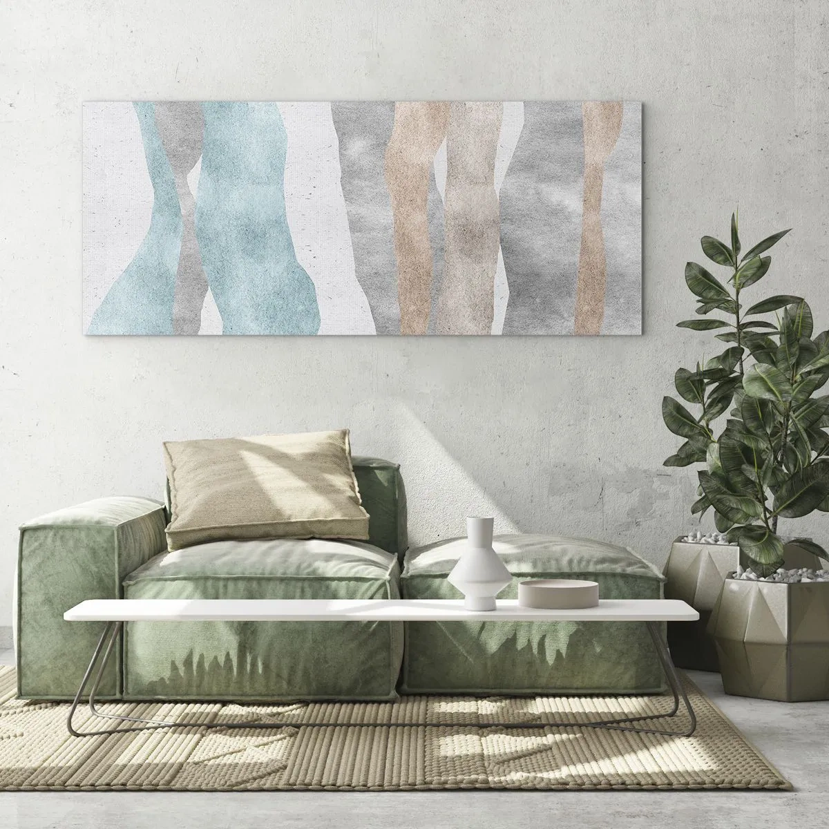 Impression sur verre - Image sur verre - Rayures abstraites aux tons pastel - 140x50cm - Une étude de proximité - Décoration murale moderne pour le salon et la chambre ARTTOR