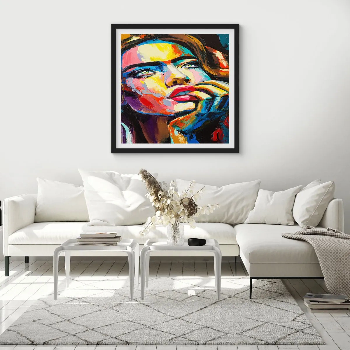 Affiche dans un cadre noir - Poster - Les rêves volent dans le ciel comme des oiseaux - 50x50 cm