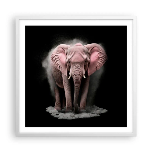 Affiche dans un cadre blanc - Poster - Ne pensez pas à un éléphant rose ! - 60x60 cm