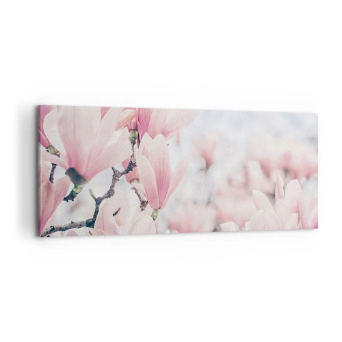Impression sur toile - Image sur toile - Fleurs de magnolia subtiles aux délicates nuances roses - 120x50cm - Idéal de la subtilité - Décoration murale moderne pour le salon et la chambre ARTTOR
