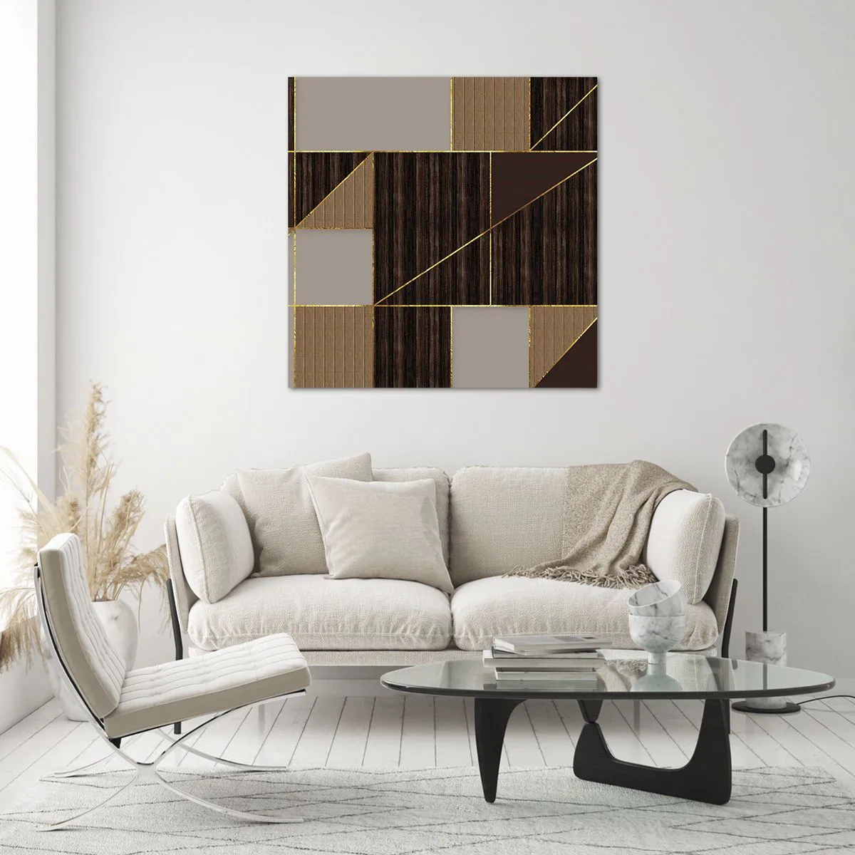 Impression sur verre - Image sur verre - Mozaique de bronze et d'or - 30x30 cm