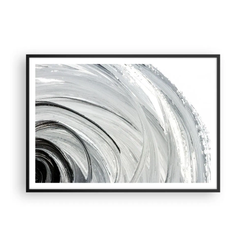 Affiche dans un cadre noir - Poster - Un tourbillon monochrome dans des tons de gris et de noir - 100x70cm - Composition orbitale - Décoration murale moderne pour le salon et la chambre ARTTOR