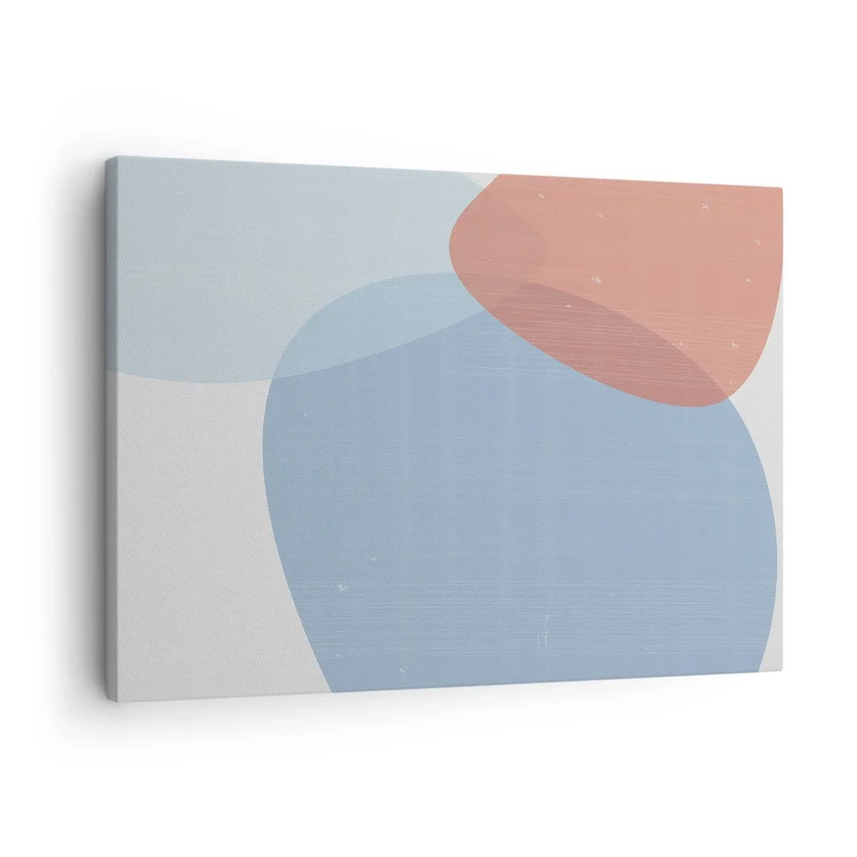 Impression sur toile - Image sur toile - Une composition abstraite dans des tons pastel de bleu et de rose avec des formes organiques. - 70x50cm - Relations pastel - Décoration murale moderne pour le salon et la chambre ARTTOR