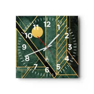 Horloge murale - Pendule murale - Dynamique or et azur - 30x30 cm