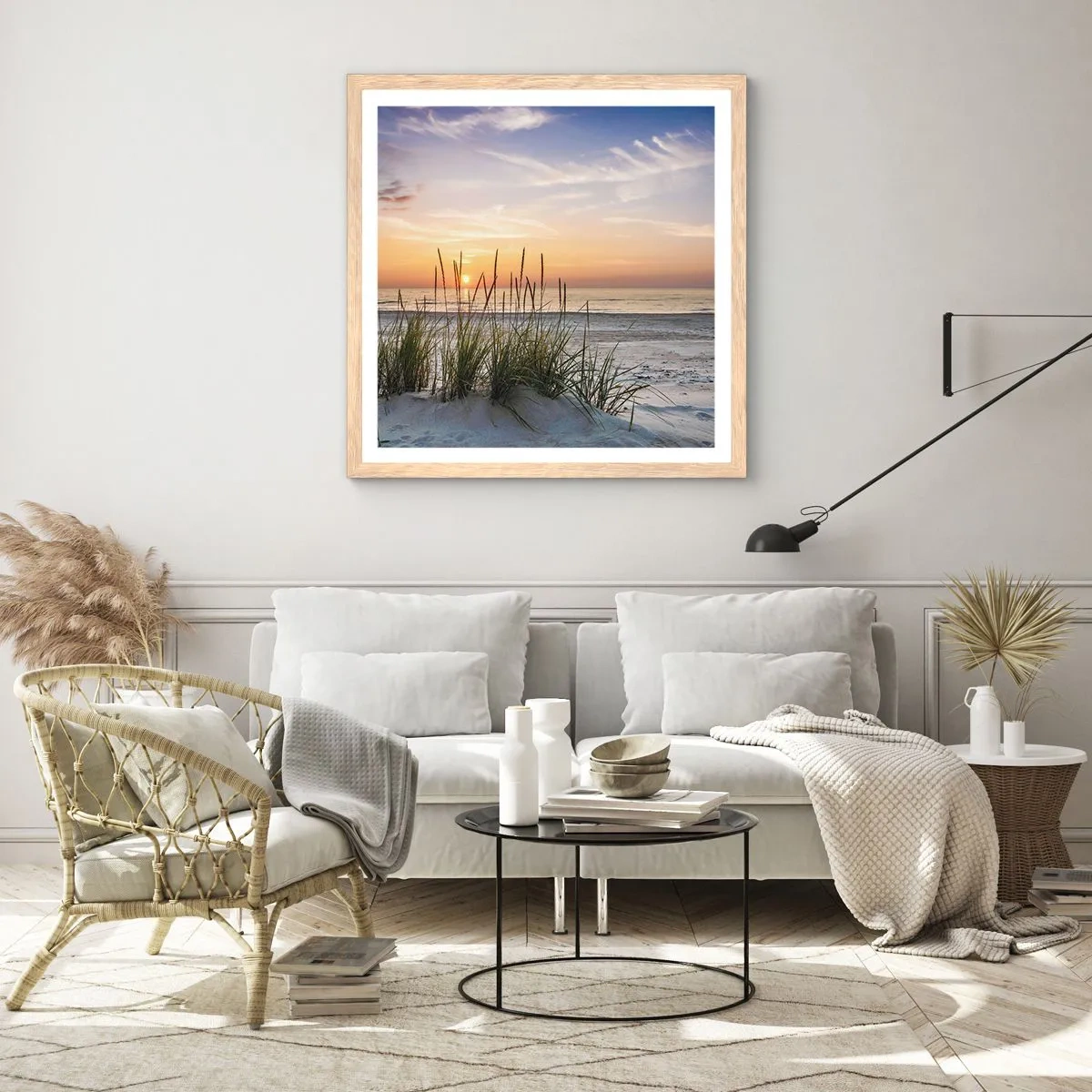 Affiche dans un chêne clair - Poster - Regarde, pense, ressent - 30x30 cm