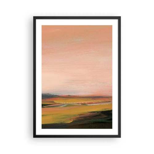 Affiche dans un cadre noir - Poster - Paysage abstrait aux tons chauds du coucher de soleil - 50x70cm - Dans les tons de roses - Décoration murale moderne pour le salon et la chambre ARTTOR