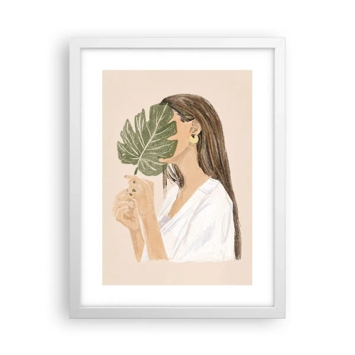 Affiche dans un cadre blanc - Poster - Portrait mystérieux avec un éventail - 30x40 cm