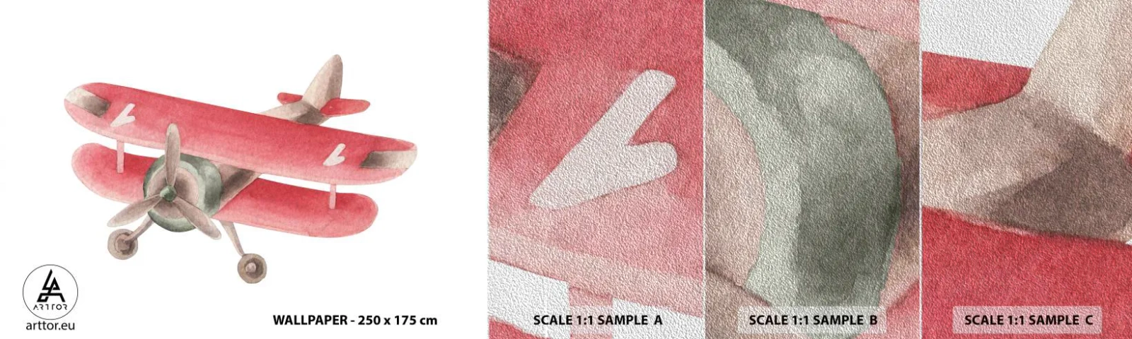 Échantillon de Papier Peint Premium Sand - Prêt pour les hauts vols - Avion, Enfants, Ancien - 100x30 cm