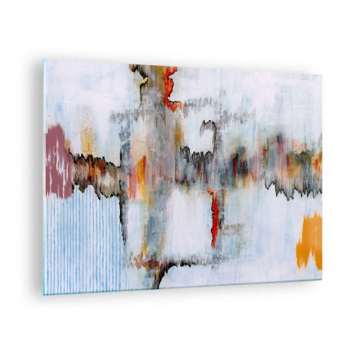 Impression sur verre - Image sur verre - Composition abstraite aux couleurs énergiques - 70x50cm - Un bâton sur l'eau - Décoration murale moderne pour le salon et la chambre ARTTOR