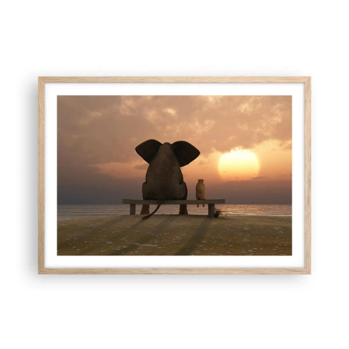 Affiche dans un chêne clair - Poster - C'est bon de garder le silence ensemble - 70x50 cm