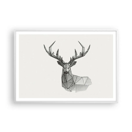 Affiche dans un cadre blanc - Poster - Cerf dans un style cubique - 100x70 cm