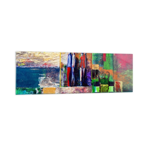 Impression sur verre - Image sur verre - Composition abstraite avec des figures et des motifs géométriques - 160x50cm - Relations et émotions - Décoration murale moderne pour le salon et la chambre ARTTOR