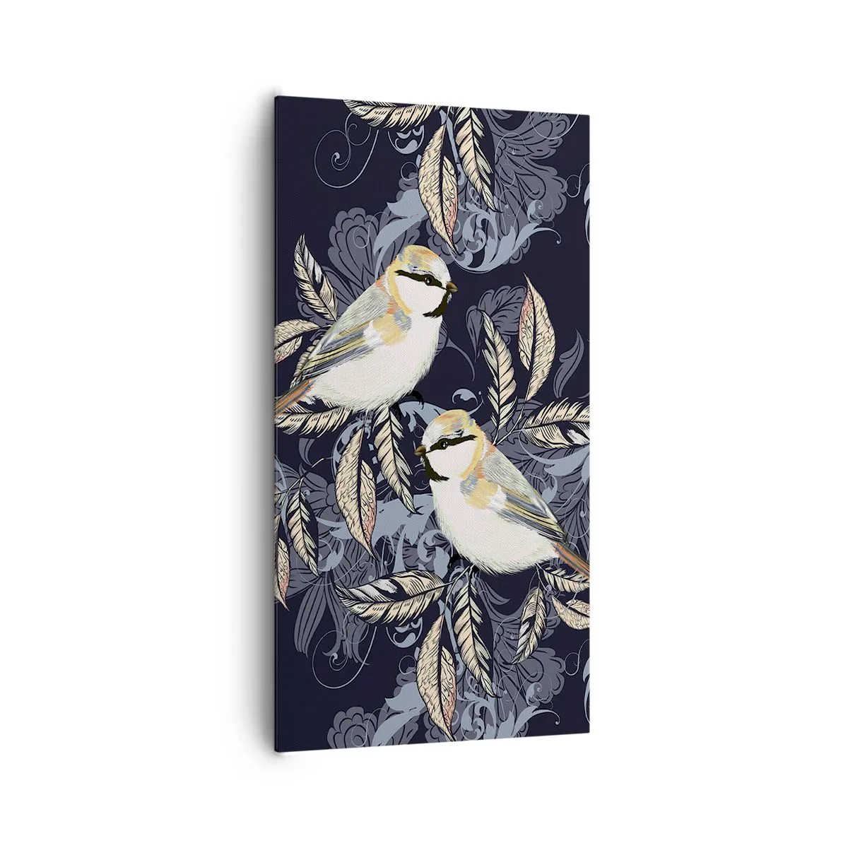 Impression sur toile - Image sur toile - Babillement jaune et bleu - 65x120 cm