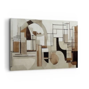 Impression sur toile - Image sur toile - Abstraction architecturale en beige et marron - 100x70cm - Paysage urbain 2.0 - Décoration murale moderne pour le salon et la chambre ARTTOR