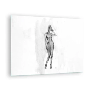 Impression sur verre - Image sur verre - Silhouette d'une femme en nuances de gris sur fond blanc - 70x50cm - Etude de l'idéal de la féminité - Décoration murale moderne pour le salon et la chambre ARTTOR