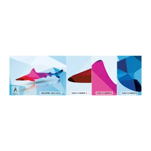 Échantillon de Papier Peint Autocollant Deluxe Sticker - Un requin dans un espace de cristal - Animaux, Requin, Figure géométrique - 100x30 cm