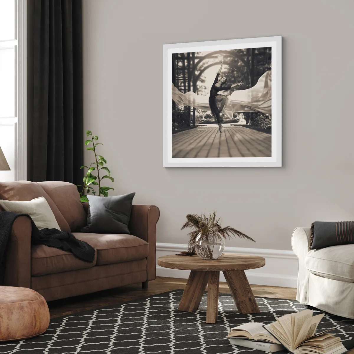 Affiche dans un cadre blanc - Poster - La danse de l'esprit jardin - 40x40 cm