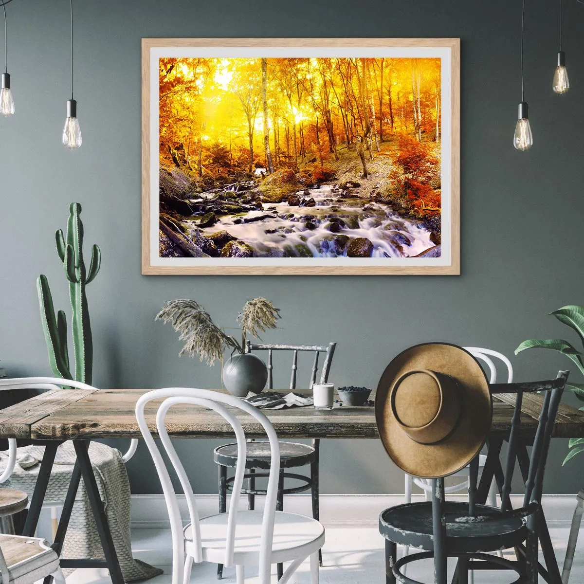 Affiche dans un chêne clair - Poster - Pierres serties d'or et de platine - 70x50 cm