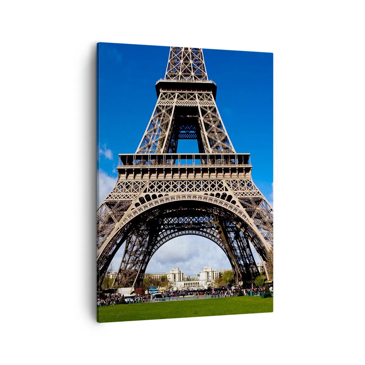 Impression sur toile - Image sur toile - La Tour Eiffel sur fond de ciel bleu et de parc verdoyant - 50x70cm - Tout Paris à ses pieds - Décoration murale moderne pour le salon et la chambre ARTTOR