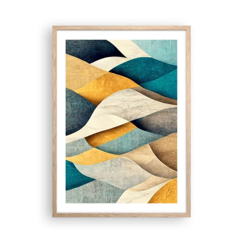 Affiche dans un chêne clair - Poster - Rythme et vague - 50x70 cm