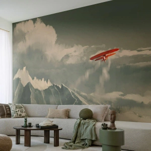 Papier peint sur mesure Premium Canvas - Pionnier intrépide - Abstraction, Avion, Paysage de montagne