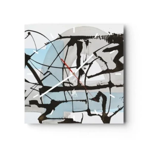 Horloge murale - Pendule murale - Lignes et formes abstraites en bleu et noir - 30x30cm - Bleu malgré tout - Décoration murale moderne pour le salon et la chambre ARTTOR