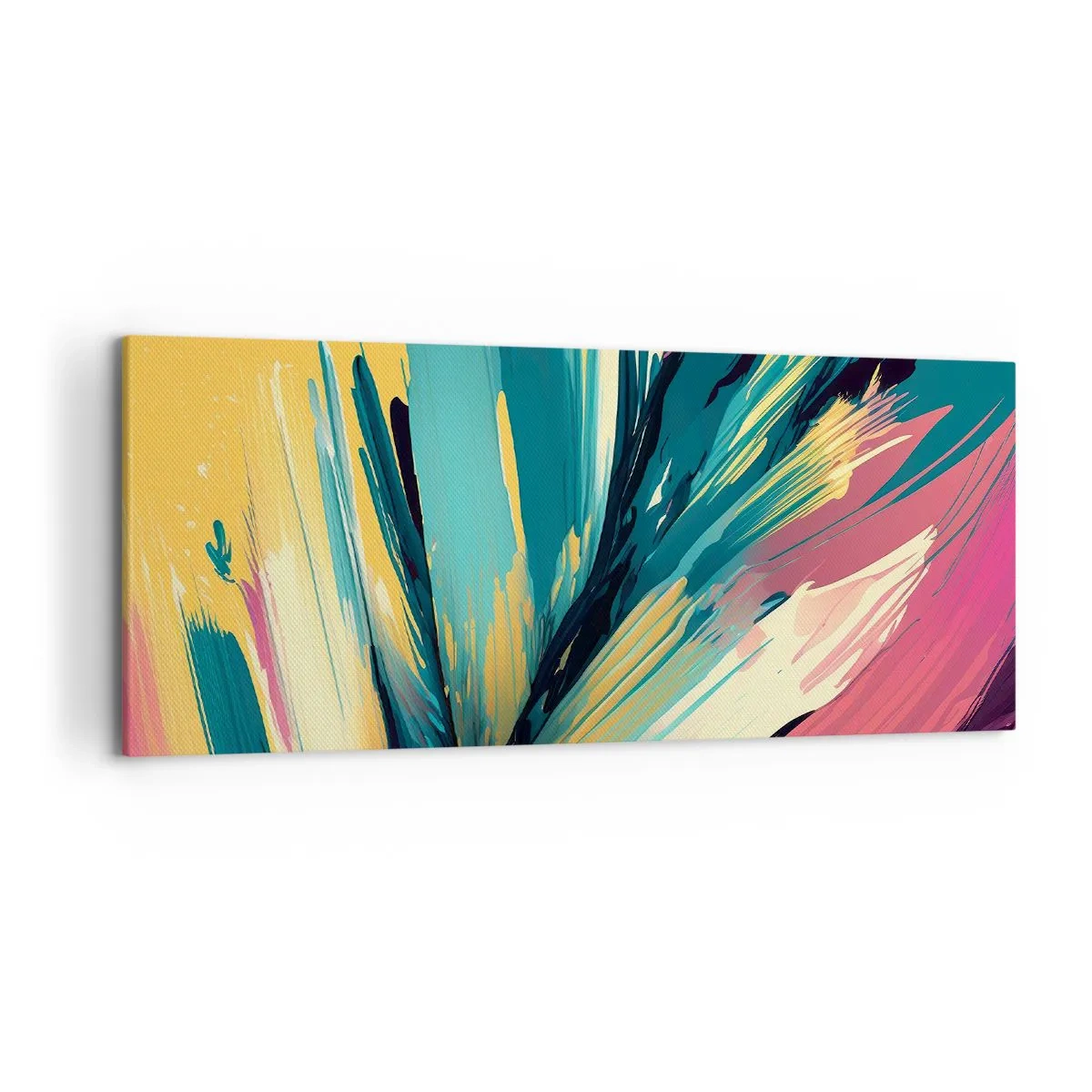 Impression sur toile - Image sur toile - Une composition abstraite aux couleurs intenses et contrastées. - 120x50cm - Composition – une explosion de joie - Décoration murale moderne pour le salon et la chambre ARTTOR
