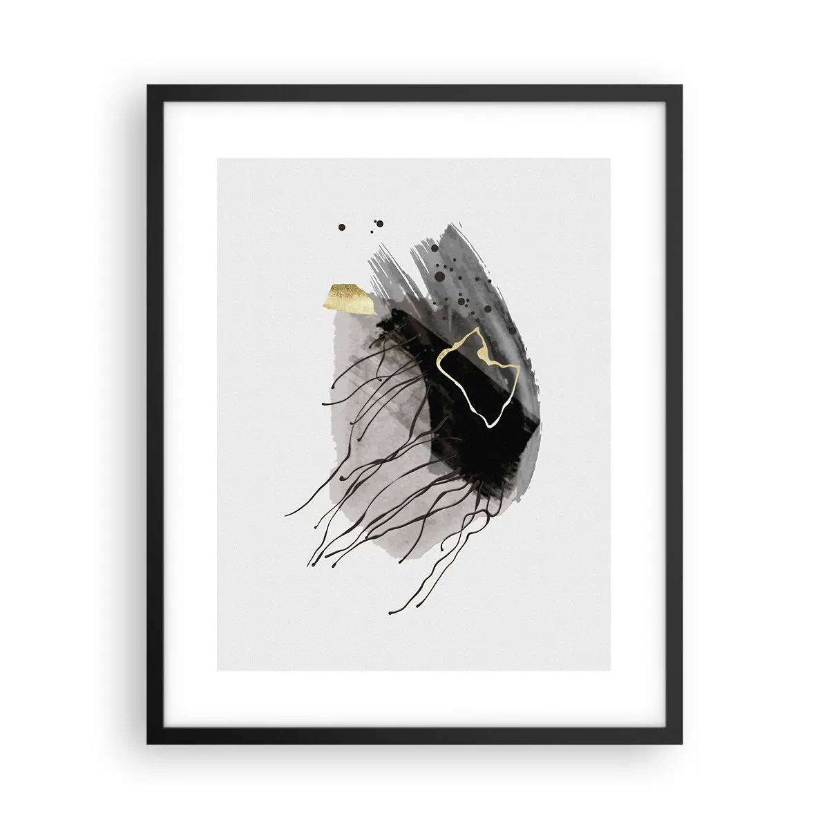 Affiche dans un cadre noir - Poster - En noir et en or - 40x50 cm