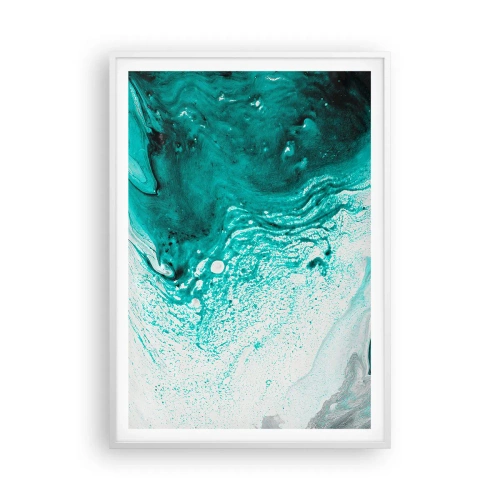 Affiche dans un cadre blanc - Poster - Se fondre dans le bleu et le turquoise - 70x100 cm