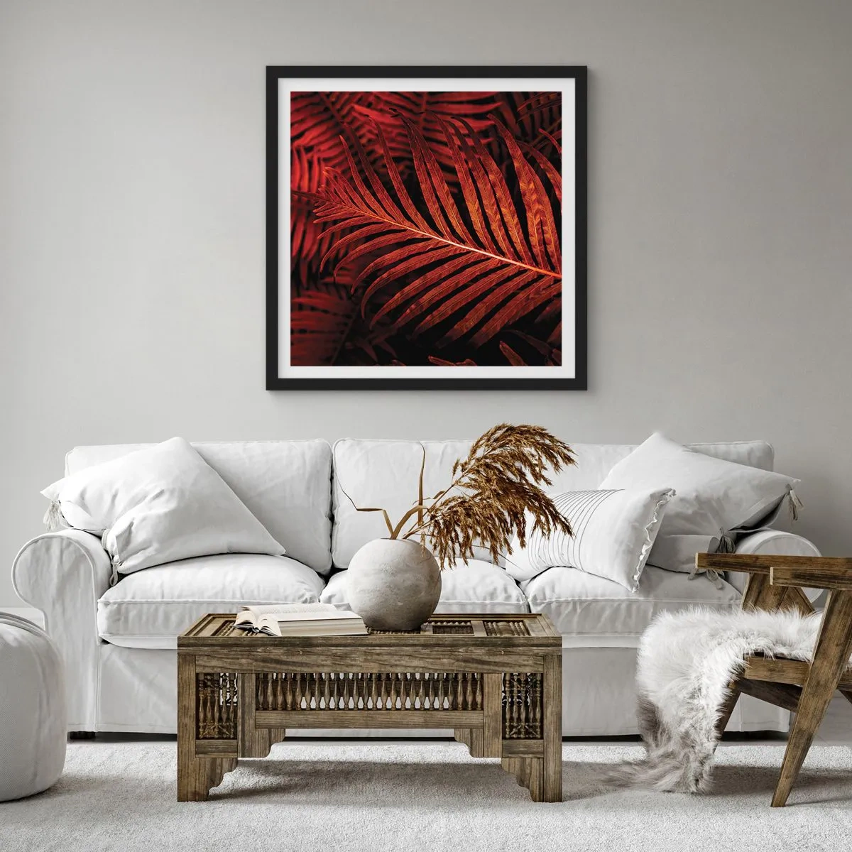 Affiche dans un cadre noir - Poster - Chaleur de la vie - 60x60 cm