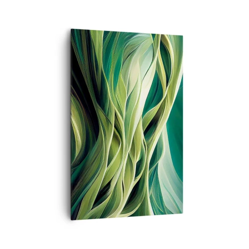 Impression sur toile - Image sur toile - Lignes dynamiques dans des tons de vert - 80x120cm - Jeu de vert abstrait - Décoration murale moderne pour le salon et la chambre ARTTOR