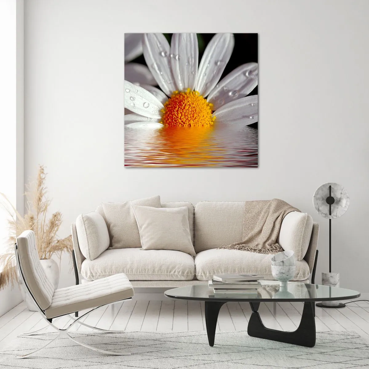 Impression sur verre - Image sur verre - Le soleil levant des marguerites - 50x50 cm