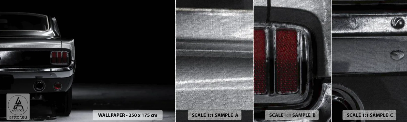 Échantillon de Papier Peint Premium Canvas - Le charme du classique - Voiture, Rétro, Voiture - 100x30 cm