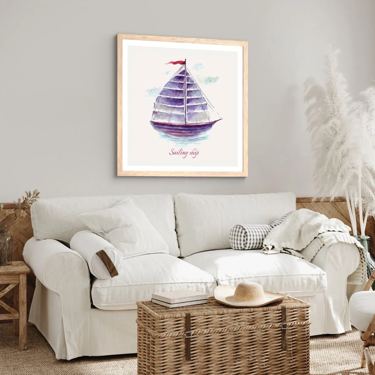 Affiche dans un chêne clair - Poster - Plein de voiles et d’eau calme - 50x50 cm