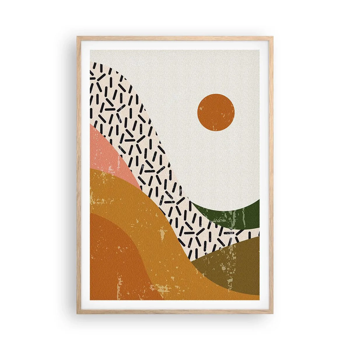 Affiche dans un chêne clair - Poster - Abstraction solaire - 70x100 cm