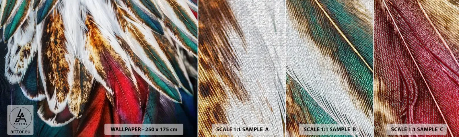 Échantillon de Papier Peint Premium Canvas - Secrets de vol - Abstraction, Morceau, Bohème - 100x30 cm