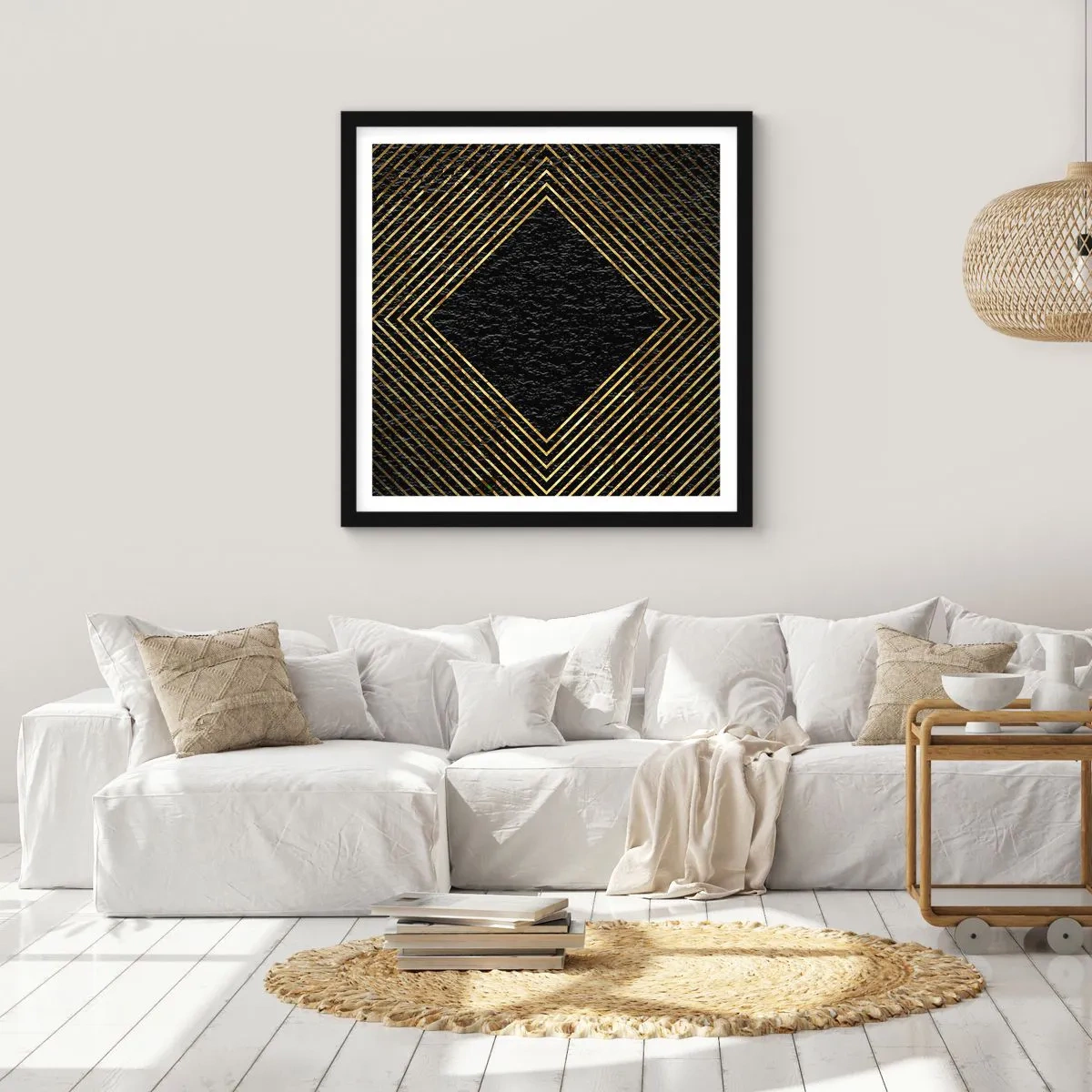 Affiche dans un cadre noir - Poster - Géométrie dans un style glamour - 50x50 cm