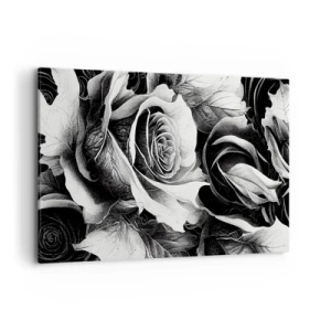 Impression sur toile - Image sur toile - Roses noires et blanches dans une composition élégante - 120x80cm - Toujours une reine - Décoration murale moderne pour le salon et la chambre ARTTOR