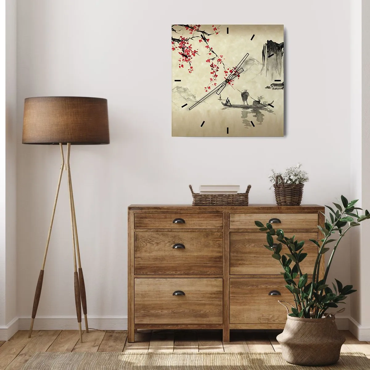 Horloge murale - Pendule murale - Au pays des cerisiers en fleurs - 40x40 cm