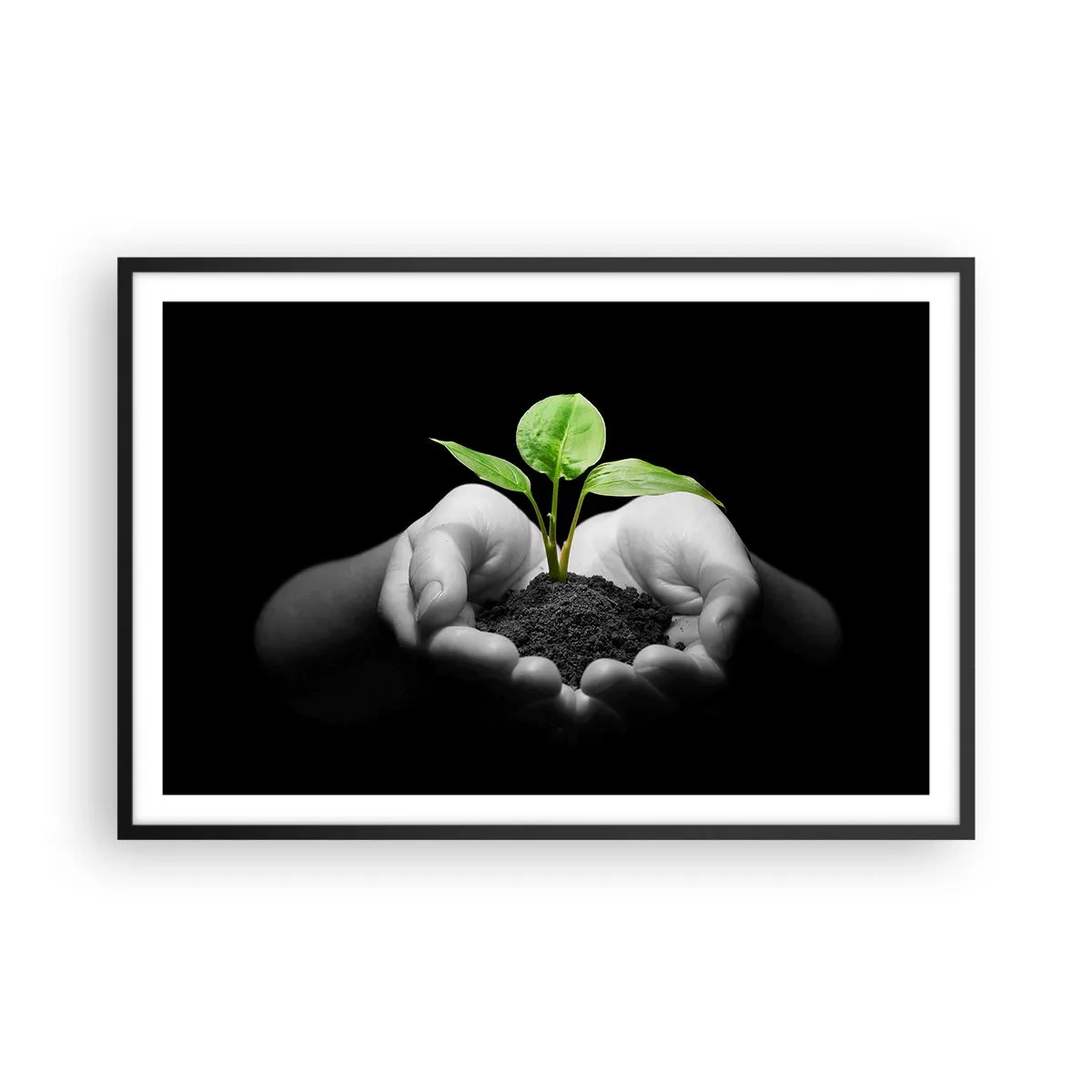 Affiche dans un cadre noir - Poster - J'aime la nature, je la protège - 91x61 cm