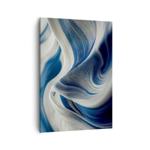Impression sur toile - Image sur toile - Vagues abstraites dans des tons de bleu et de blanc - 50x70cm - La fluidité du bleu et du blanc - Décoration murale moderne pour le salon et la chambre ARTTOR